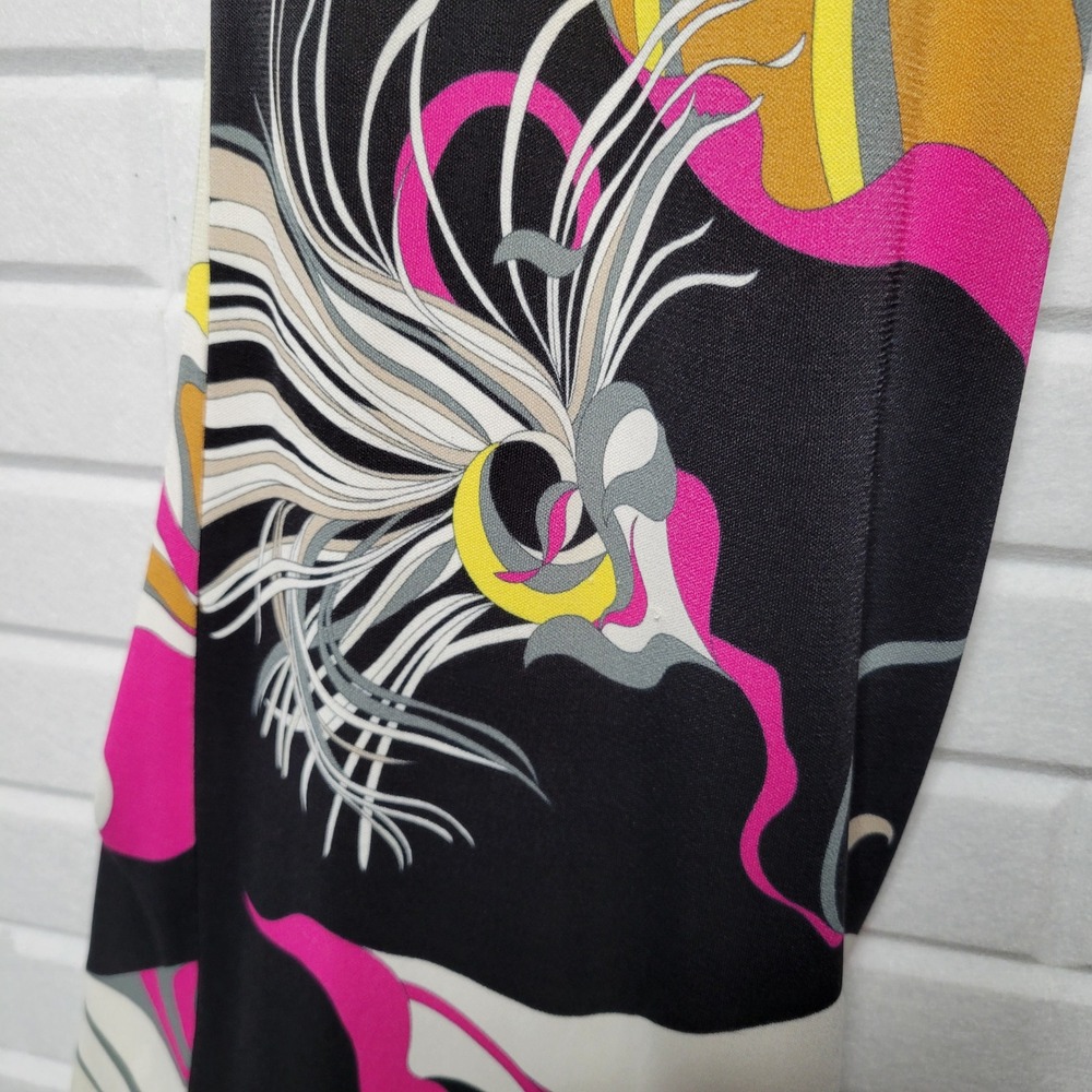 Emilio Pucci Italian Silk Blend Wide Leg Abstract Print Pants Pink Yellow 12 - Picture 9 of 13